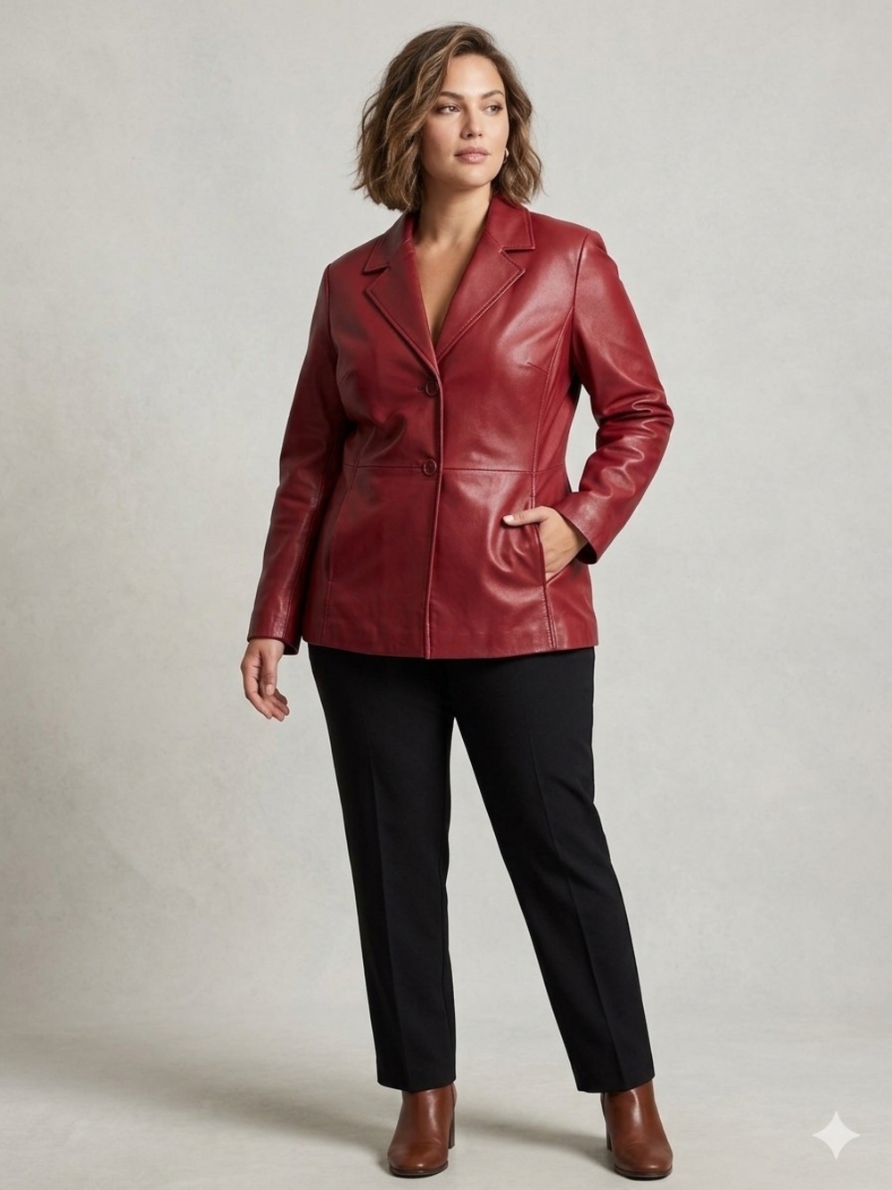 NWT Vintage Valerie Stevens Red Leather Tailored Blazer Jacket Coat Size Large